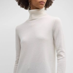 Neiman Marcus Cashmere Collection Winter White Cashmere Turtleneck Top Women's M